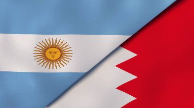 Arjantin ve Bahreyn 'in iki bayrağı. Kaliteli bir iş geçmişi. 3d illüstrasyon