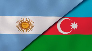 Arjantin ve Azerbaycan 'ın iki bayrağı. Kaliteli bir iş geçmişi. 3d illüstrasyon