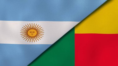 Arjantin ve Benin 'in iki bayrağı. Kaliteli bir iş geçmişi. 3d illüstrasyon