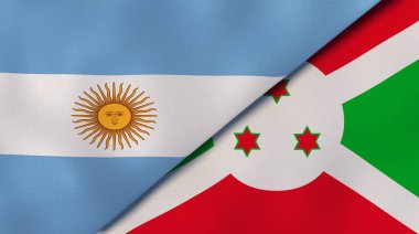 Arjantin ve Burundi 'nin iki bayrağı. Kaliteli bir iş geçmişi. 3d illüstrasyon
