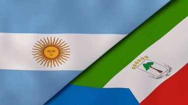 İki Arjantin bayrağı ve Ekvator Ginesi. Kaliteli bir iş geçmişi. 3d illüstrasyon