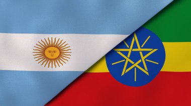 İki Arjantin ve Etiyopya bayrağı. Kaliteli bir iş geçmişi. 3d illüstrasyon