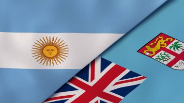 Arjantin ve Fiji 'nin iki bayrağı. Kaliteli bir iş geçmişi. 3d illüstrasyon