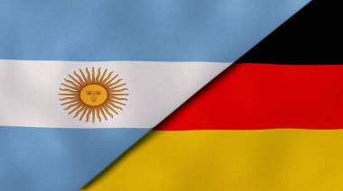 Arjantin ve Almanya 'nın iki bayrağı. Kaliteli bir iş geçmişi. 3d illüstrasyon