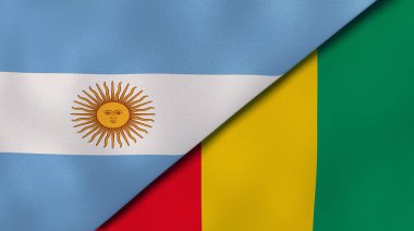 İki Arjantin ve Gine bayrağı. Kaliteli bir iş geçmişi. 3d illüstrasyon