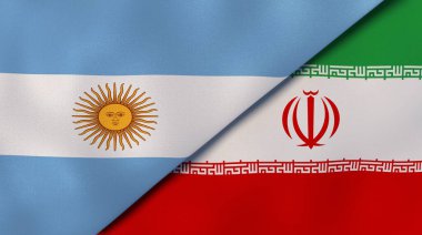 Arjantin ve İran 'ın iki bayrağı. Kaliteli bir iş geçmişi. 3d illüstrasyon