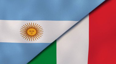 Arjantin ve İtalya 'nın iki bayrağı. Kaliteli bir iş geçmişi. 3d illüstrasyon