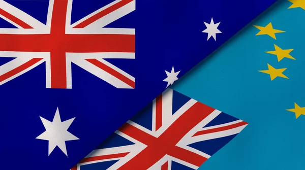 Dos Estados Banderas Australia Tuvalu Fondo Negocio Alta Calidad Ilustración — Foto de Stock