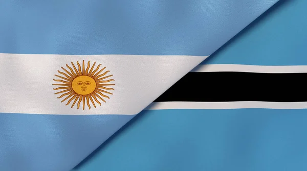 Twee Staten Vlaggen Van Argentinië Botswana Hoge Kwaliteit Zakelijke Achtergrond — Stockfoto