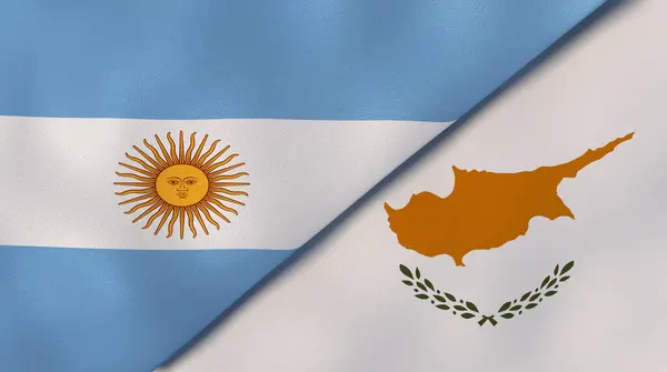 Δύο Κράτη Σημαίες Της Αργεντινής Και Της Κύπρου Επαγγελματικό Υπόβαθρο — Φωτογραφία Αρχείου