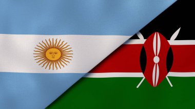 Arjantin ve Kenya 'nın iki bayrağı. Kaliteli bir iş geçmişi. 3d illüstrasyon