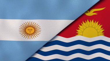 Arjantin ve Kiribati 'nin iki bayrağı. Kaliteli bir iş geçmişi. 3d illüstrasyon