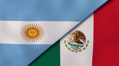İki Arjantin ve Meksika bayrağı. Kaliteli bir iş geçmişi. 3d illüstrasyon