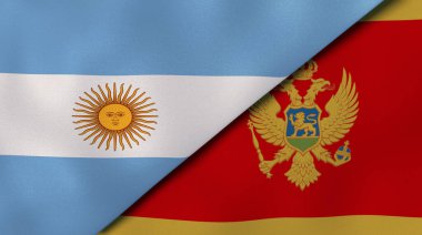 Arjantin ve Karadağ 'ın iki bayrağı. Kaliteli bir iş geçmişi. 3d illüstrasyon