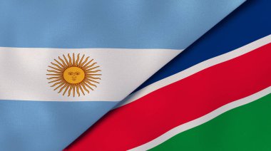 İki Arjantin ve Namibya bayrağı. Kaliteli bir iş geçmişi. 3d illüstrasyon