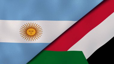 İki Arjantin ve Sudan bayrağı. Kaliteli bir iş geçmişi. 3d illüstrasyon