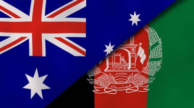 Avustralya ve Afganistan 'ın iki bayrağı. Kaliteli bir iş geçmişi. 3d illüstrasyon