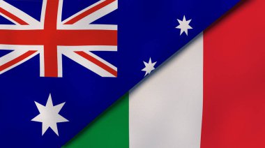 Avustralya ve İtalya 'nın iki bayrağı. Kaliteli bir iş geçmişi. 3d illüstrasyon