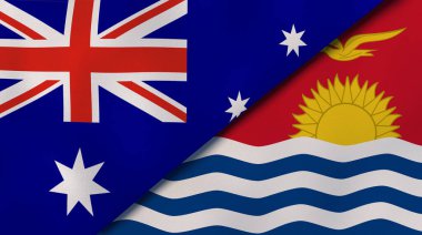 Avustralya ve Kiribati 'nin iki bayrağı. Kaliteli bir iş geçmişi. 3d illüstrasyon
