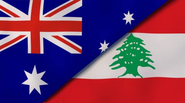 Avustralya ve Lübnan 'ın iki bayrağı. Kaliteli bir iş geçmişi. 3d illüstrasyon