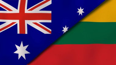 Avustralya ve Litvanya 'nın iki bayrağı. Kaliteli bir iş geçmişi. 3d illüstrasyon