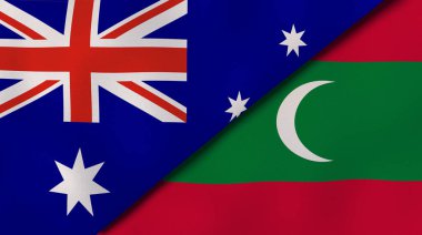 Avustralya ve Maldivler 'in iki bayrağı. Kaliteli bir iş geçmişi. 3d illüstrasyon