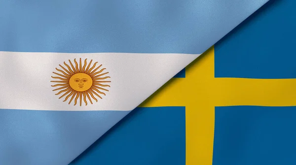アルゼンチンとスウェーデンの2つの州旗 高品質のビジネス背景 3Dイラスト — ストック写真