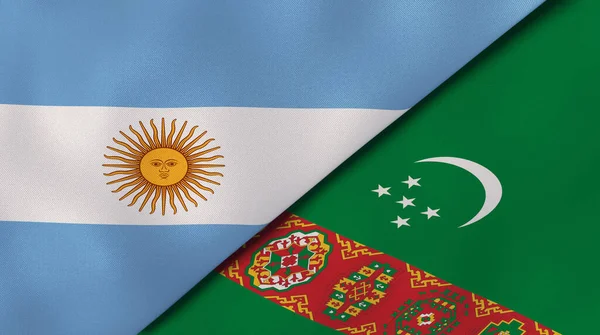Dos Estados Banderas Argentina Turkmenistán Fondo Negocio Alta Calidad Ilustración — Foto de Stock