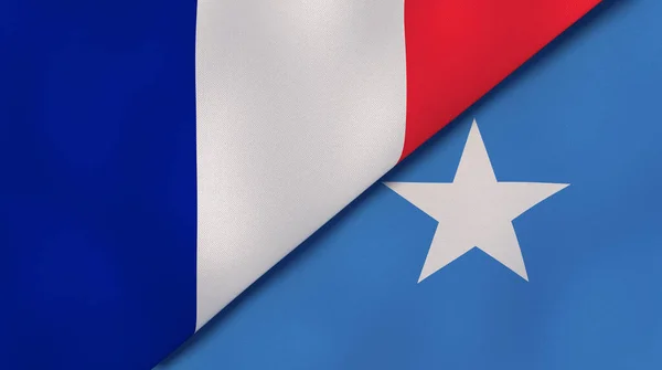 Två Flaggstater Från Frankrike Och Somalia Hög Kvalitet Affärsbakgrund Illustration — Stockfoto