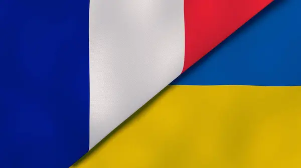 法国和乌克兰两国国旗 高质量的商业背景 3D说明 — 图库照片