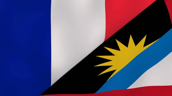 Dos Estados Banderas Francia Antigua Barbuda Fondo Negocio Alta Calidad —  Fotos de Stock