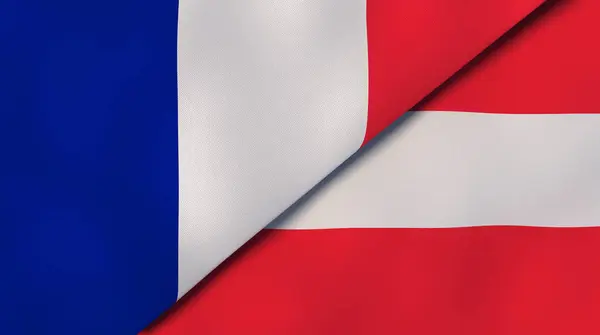 Dois Estados Bandeiras França Áustria Fundo Negócios Alta Qualidade Ilustração — Fotografia de Stock