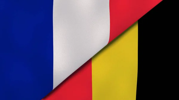 Twee Vlaggen Van Frankrijk België Hoge Kwaliteit Zakelijke Achtergrond Illustratie — Stockfoto