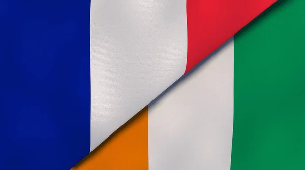 Two States Flags France Ivory Coast High Quality Business Background — Stock Photo, Image