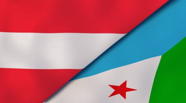 Avusturya ve Cibuti 'nin iki bayrağı. Kaliteli bir iş geçmişi. 3d illüstrasyon