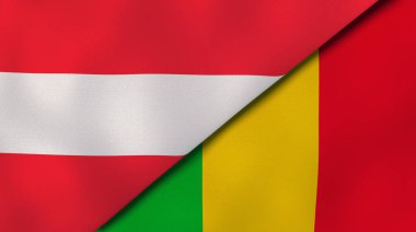 Avusturya ve Mali 'nin iki bayrağı. Kaliteli bir iş geçmişi. 3d illüstrasyon