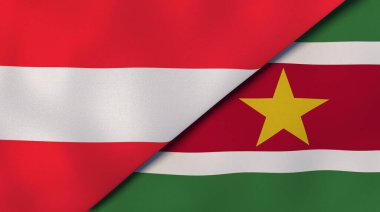 Avusturya ve Surinam 'ın iki eyaleti. Kaliteli bir iş geçmişi. 3d illüstrasyon