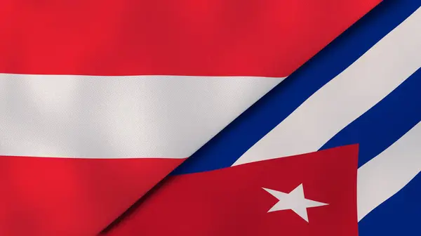 Dos Estados Banderas Austria Cuba Fondo Negocio Alta Calidad Ilustración —  Fotos de Stock