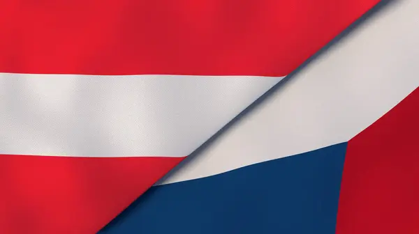 Dwa Państwa Bandery Austrii Republiki Czeskiej Wysokiej Jakości Doświadczenie Biznesowe — Zdjęcie stockowe