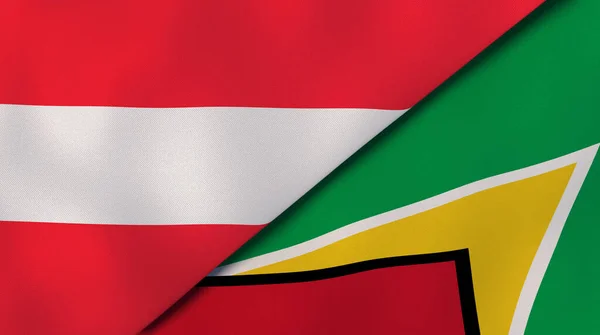 Флаги Двух Штатов Австрии Гайаны Высококачественный Бизнес Фон Иллюстрация — стоковое фото