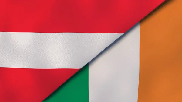 Twee Vlaggen Van Oostenrijk Ierland Hoge Kwaliteit Zakelijke Achtergrond Illustratie — Stockfoto