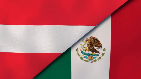 Dois Estados Bandeiras Áustria México Fundo Negócios Alta Qualidade Ilustração — Fotografia de Stock