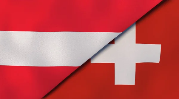 Dva Státy Vlajky Rakouska Švýcarska Vysoce Kvalitní Obchodní Zázemí Ilustrace — Stock fotografie