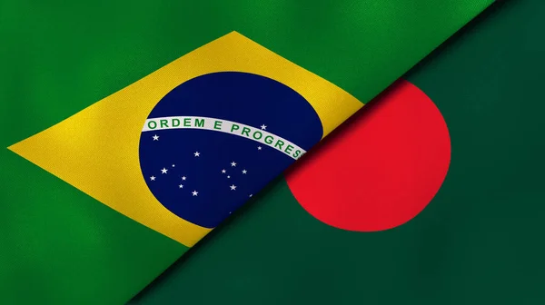 ブラジルとバングラデシュの2つの州旗 高品質のビジネス背景 3Dイラスト — ストック写真