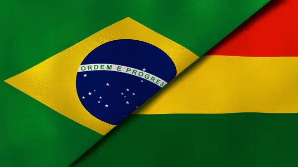 Bandeiras Dois Estados Brasil Bolívia Fundo Negócios Alta Qualidade Ilustração — Fotografia de Stock