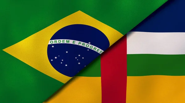 Dois Estados Bandeiras Brasil República Centro Africana Fundo Negócios Alta — Fotografia de Stock