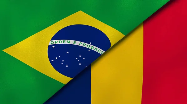 ブラジルとチャドの2つの州旗 高品質のビジネス背景 3Dイラスト — ストック写真