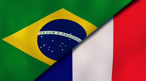 ブラジルとフランスの2つの州旗 高品質のビジネス背景 3Dイラスト — ストック写真