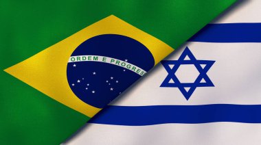 Brezilya ve İsrail 'in iki bayrağı. Kaliteli bir iş geçmişi. 3d illüstrasyon