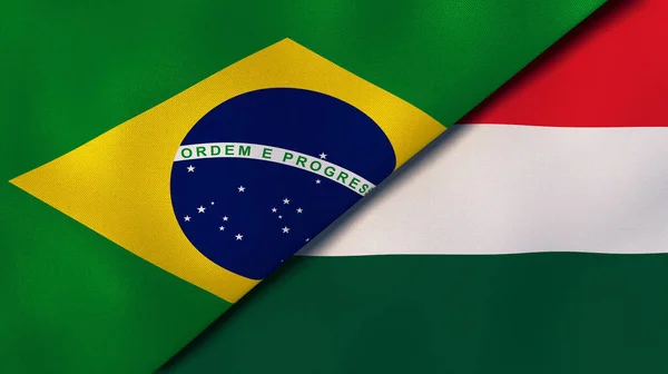 Dois Estados Bandeiras Brasil Hungria Fundo Negócios Alta Qualidade Ilustração — Fotografia de Stock